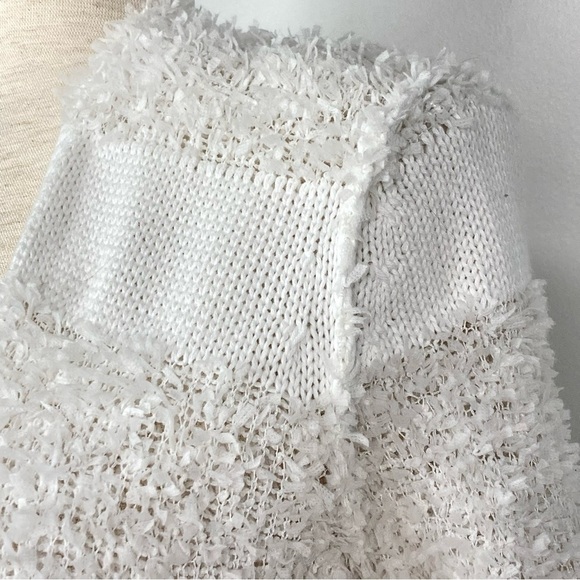 525 AMERICA Fuzzy White Striped Duster Sweater - Picture 3 of 11